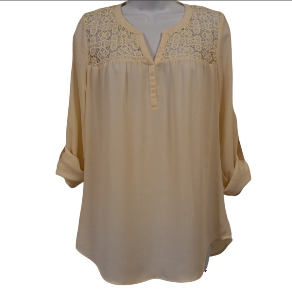 Daniel Rainn Womens Knit Cream Blouse Size Small